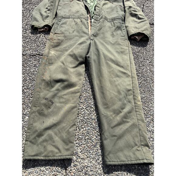 Vintage 80’s Walls Blizzard Pruf insulated coveralls Green thrashed faded Large - Picture 4 of 8